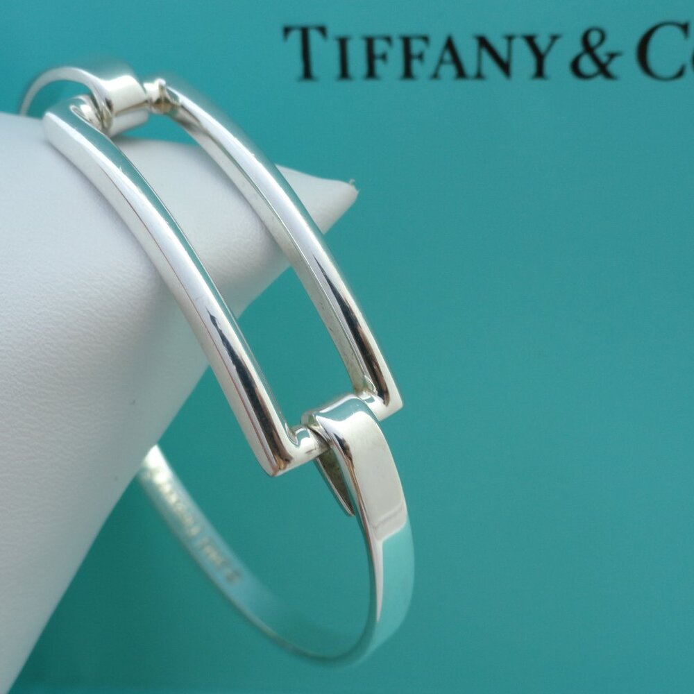 Tiffany & Co. Sterling Silver Open Modern Rectangle Bangle Bracelet